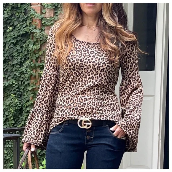 Leopard Print Tiered Sleeves Leopard print top - Picture 6 of 6